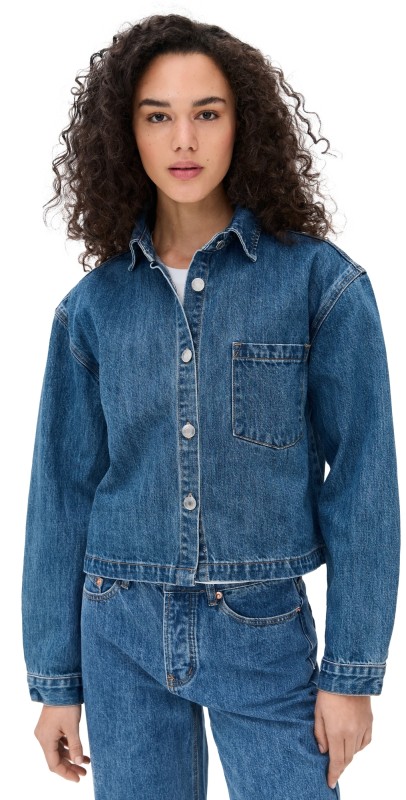 PARKE Cropped Denim Long Sleeve Medium Wash