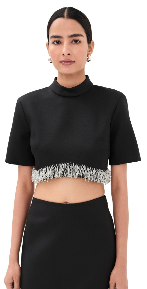 SIMKHAI Jalen Cropped Top Black