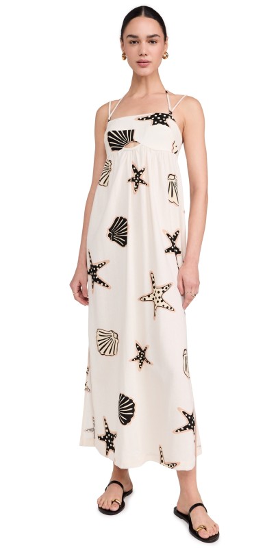 Dress To Cropped Linen Dress In Navy Print Navy Print