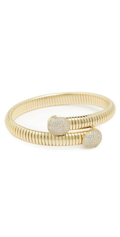 By Adina Eden Pave Oval Snake Wrap Bangle Bracelet Gold