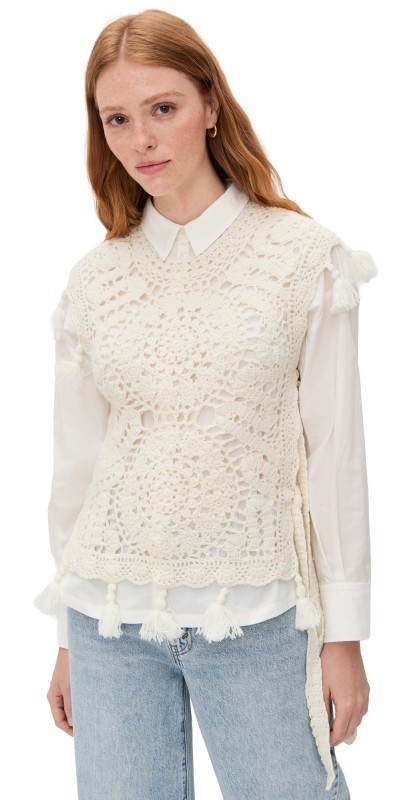 Sea Nara Crochet Combo Shirt Cream