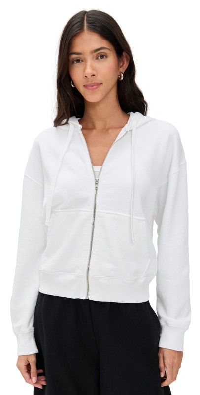 ATM Anthony Thomas Melillo French Terry Zip Up Hoodie White