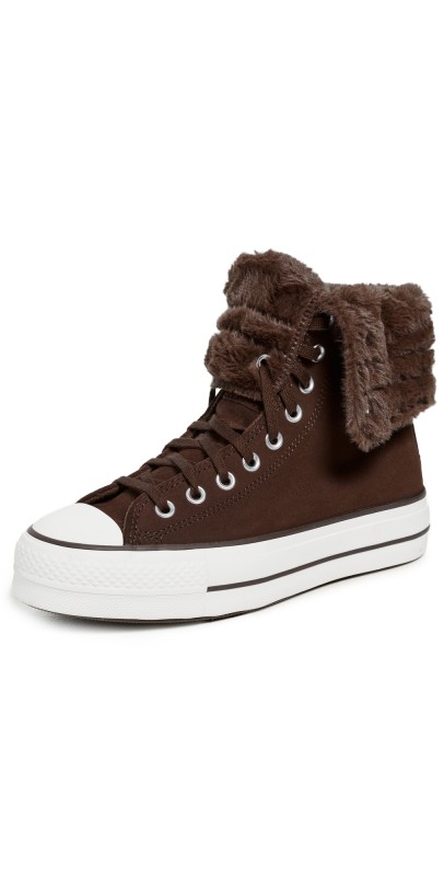 Converse Chuck Taylor All Star Fold-Over Lift Platform Sneakers Totally Fudged/Egret