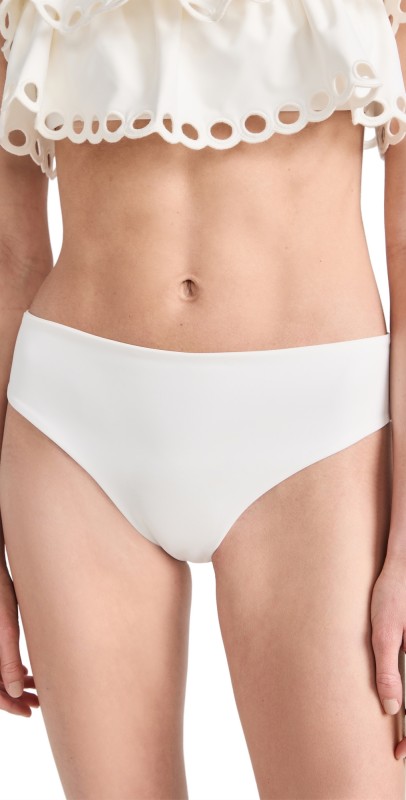 Sea Solid Scallop Bikini Bottoms White