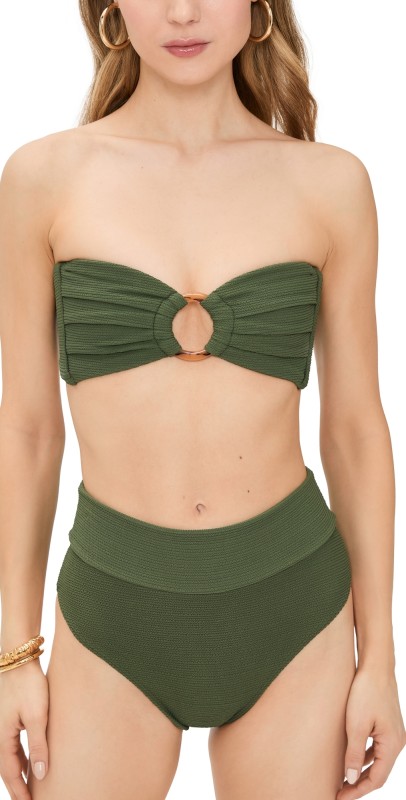 Montce Tori Bandeau Bikini Top Olive Micro Scrunch