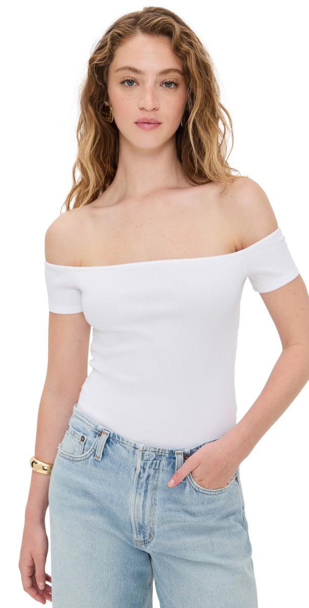 L'AGENCE Adana Off Shoulder Bodysuit White