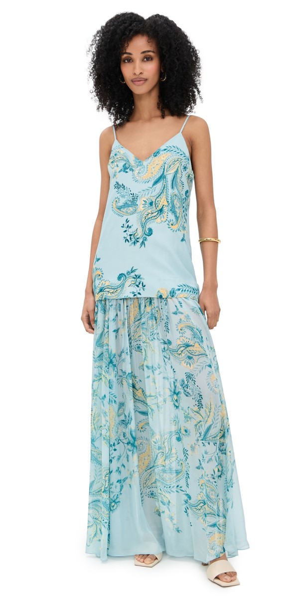 Hemant and Nandita Maxi Dress Blue Yellow Mix