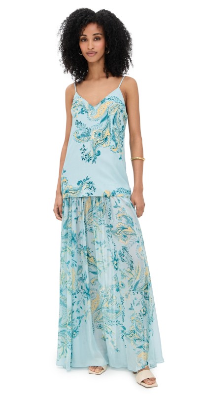 Hemant and Nandita Maxi Dress Blue Yellow Mix