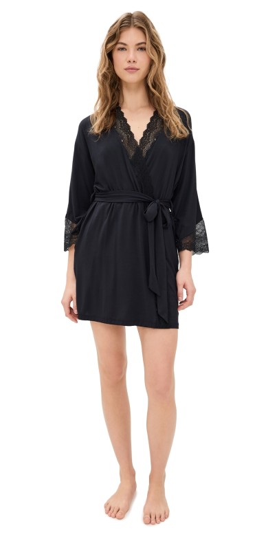 Eberjey Lara Short Robe Black