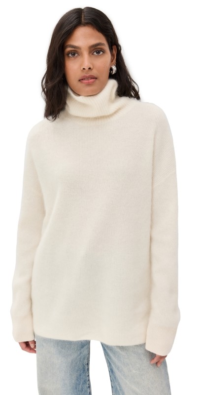 LISA YANG Teresa Cashmere Sweater Cream Brushed