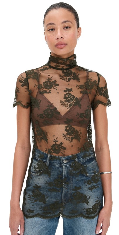Marques'Almeida Lace Tee Dark Green