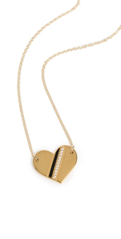Gwen Beloti Heart Stripe Pendant Necklace Gold