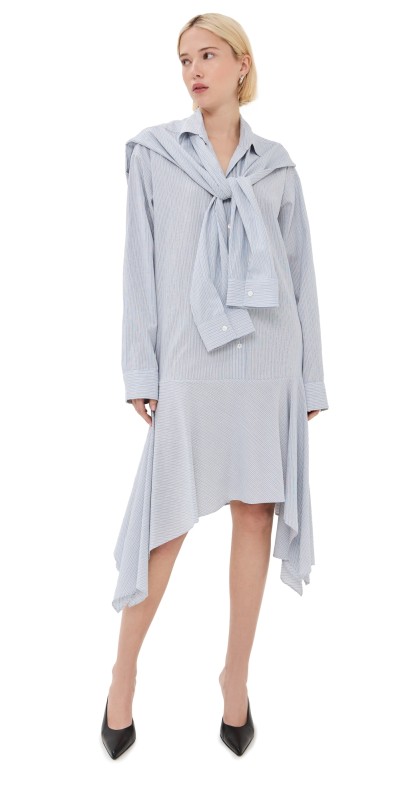 Acne Studios Soft Stripe Shirting Dress Blue/White
