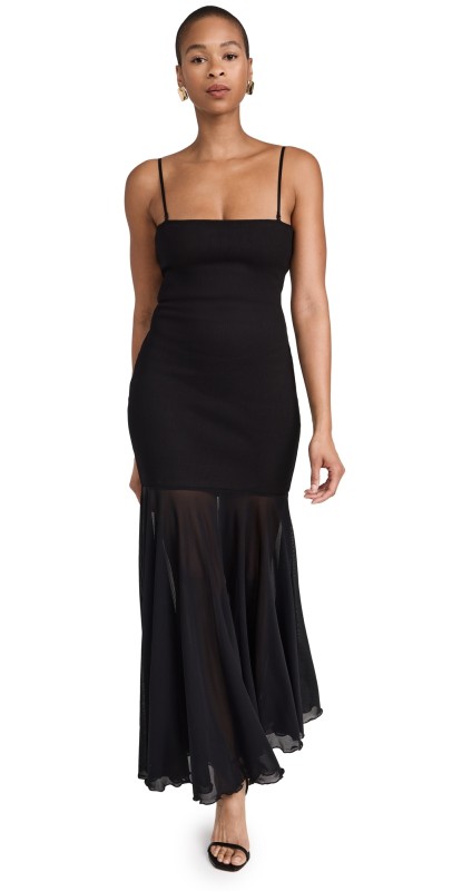 Pixie Market Romane Sheer Bottom Dress Black
