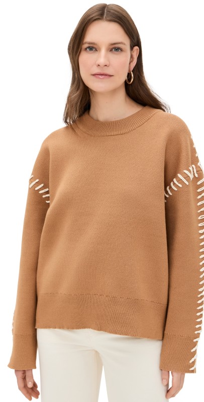 English Factory Whip Stitch Sweater Camel/Ivory