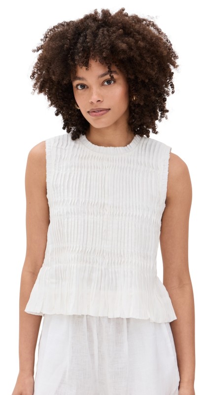 Sea Zora Solid Tank Top with Bubble Hem Pearl