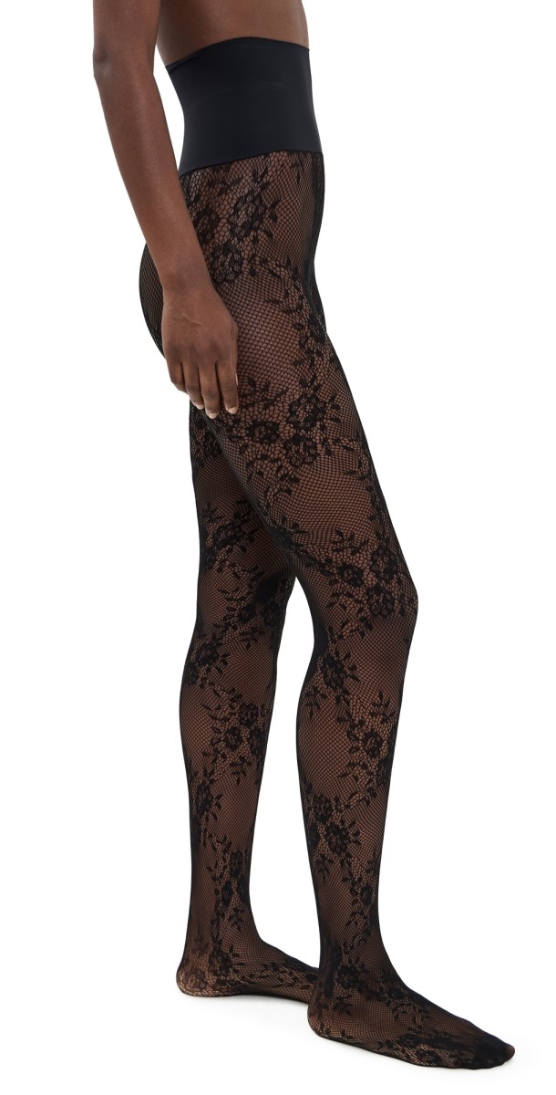 Commando Floral Net Stockings Black