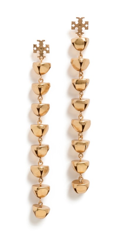 Tory Burch Bell Linear Earrings Antique Light Brass