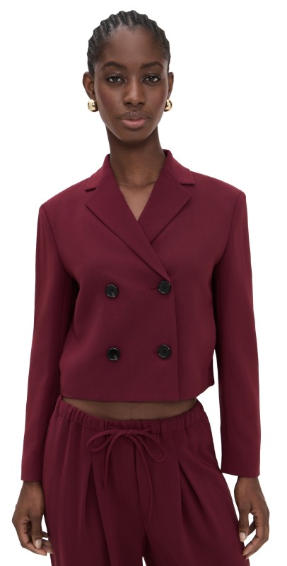 Theory Crop Double-Breasted Jacket Grenache