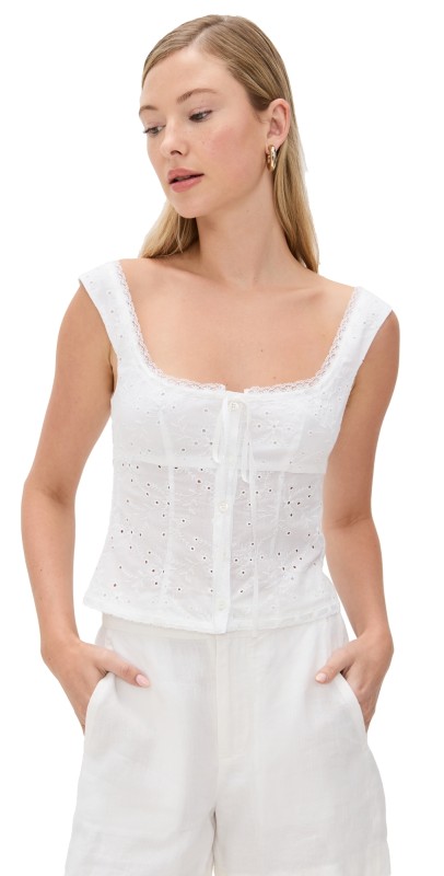 STAUD Lou Top White Eyelet