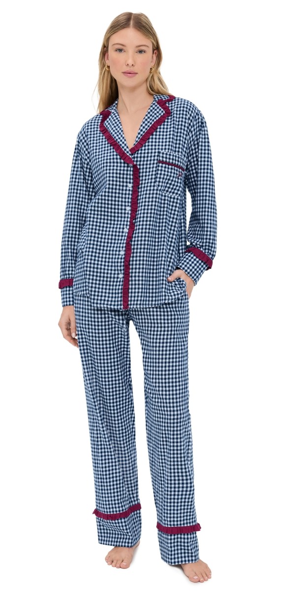 Damson Madder Antonia Pajama Set Navy Gingham