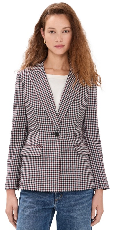 Madewell Slim Fitted Long Blazer Aroma Plaid