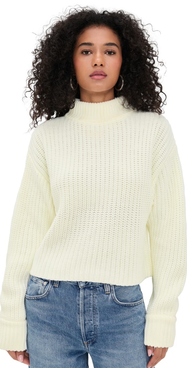 Good American Chunky Knit Mock Neck Sweater Chili001