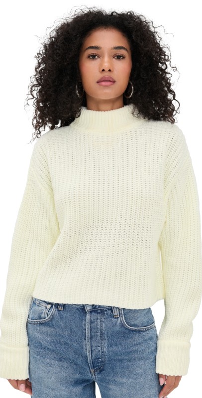 Good American Chunky Knit Mock Neck Sweater Chili001