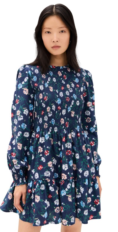 Hill House Home The Viviana Mini Dress Belgravia Floral/Navy Multi