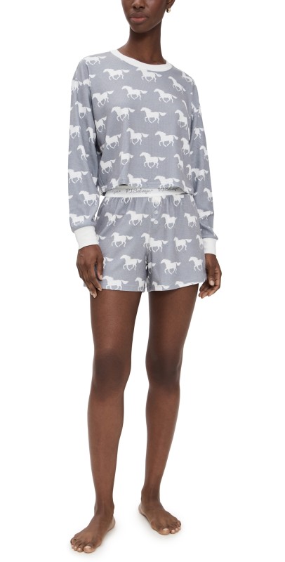 PJ Salvage Boyfriend Boxer Pajama Set Gray