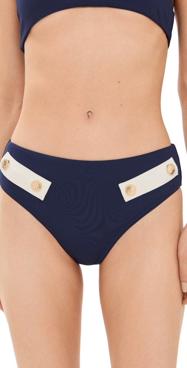 CAROLINE CONSTAS Alva Bikini Bottoms Navy Ivory Combo