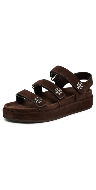 Tory Burch Kira Triple Strap Sport Sandals Dark Cocoa/Silver