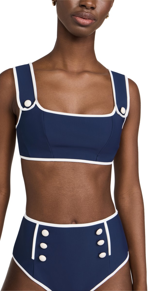 SIMKHAI Drayton Seamed Bikini Top Midnight