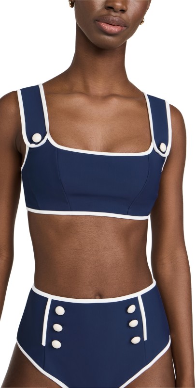 SIMKHAI Drayton Seamed Bikini Top Midnight