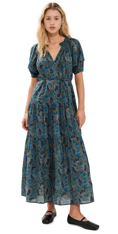 Apiece Apart Uva Romantic Maxi Dress Malene Floral Olive