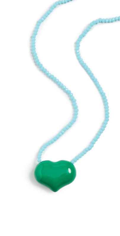Clare V. Beaded Heart Necklace Evergr