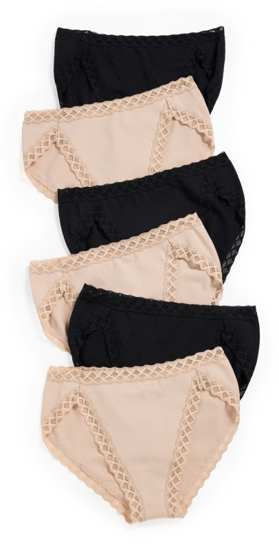 Natori Bliss French Cut Panties 6 Pack Black/Cafe