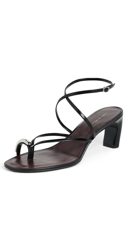 Tory Burch Pierced Strappy Heel Sandals 65mm PERFECT BLACK / SILVER