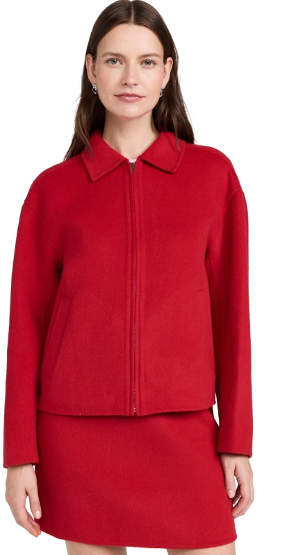 Madewell Double Face Wool Rounded Sleeve Jacket Bright Cherry