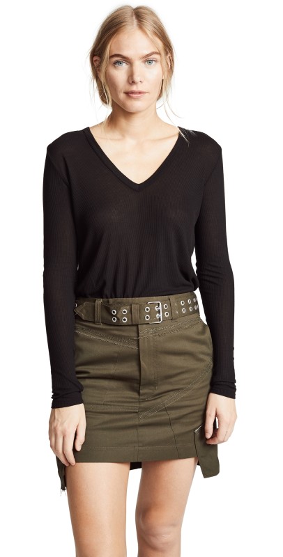 Enza Costa Rib V Top Black