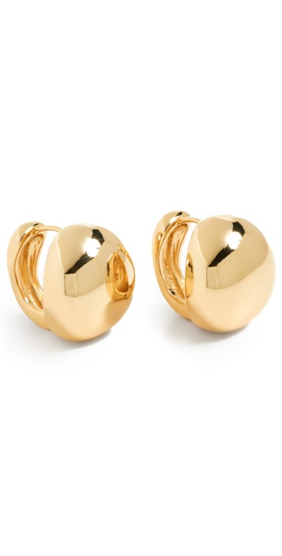 Kenneth Jay Lane 3/4 Polished Gold Domed Pierced Earrings Polished Gold