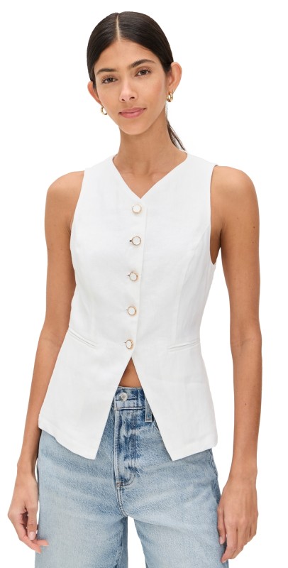 Reformation Aspen Linen Top White