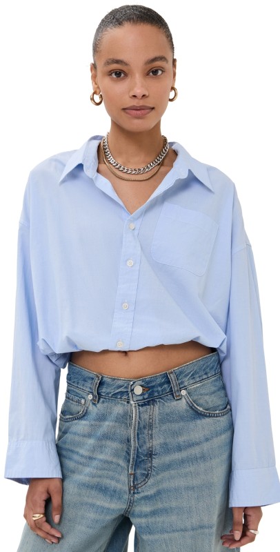R13 Crossover Bubble Shirt Eoe Light Blue