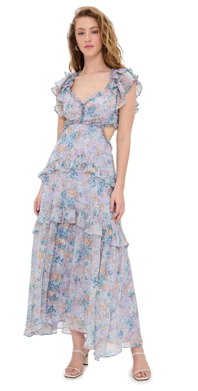 ASTR the Label Mable Dress Lilac Green Floral
