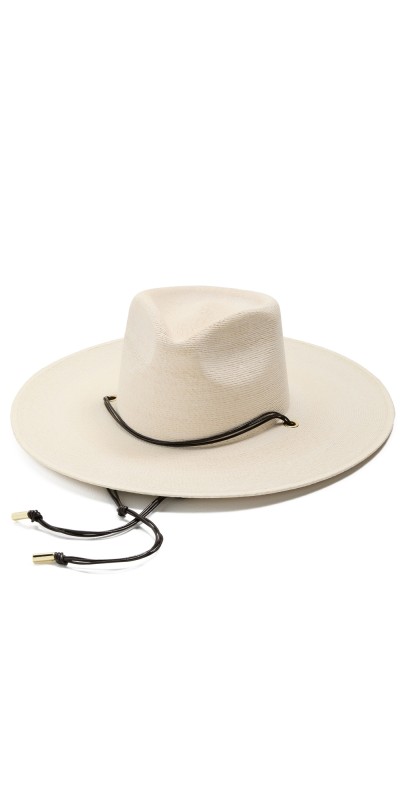 Janessa Leone Codi Wide Brim Mexican Palm Fedora Bleach