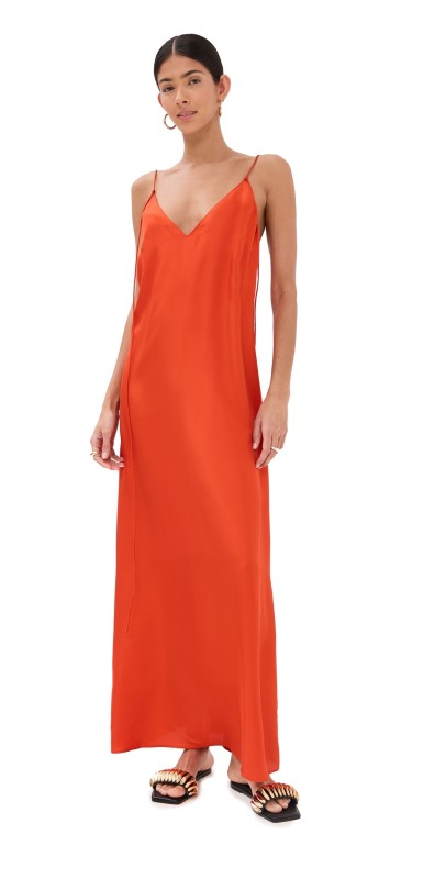 Róhe Silk Slip Dress Burnt Orange