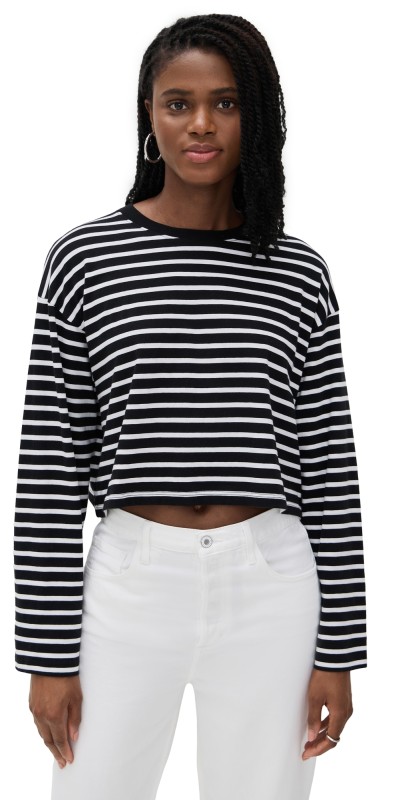ATM Anthony Thomas Melillo Stripe Classic Boxy Tee Black/White