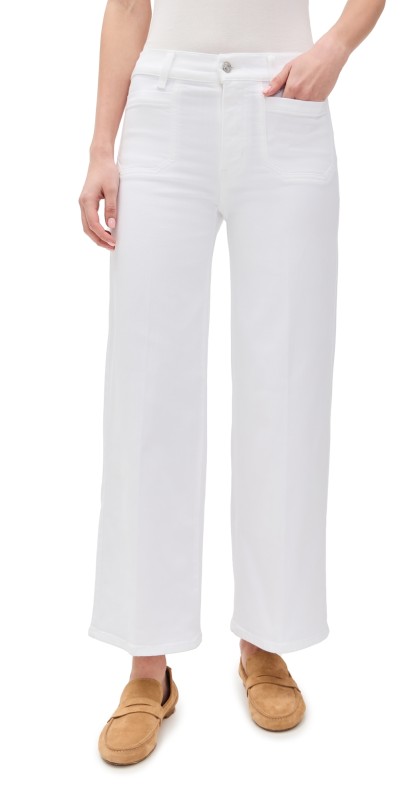 FRAME Le Slim Palazzo Modernist Pocket Jeans White