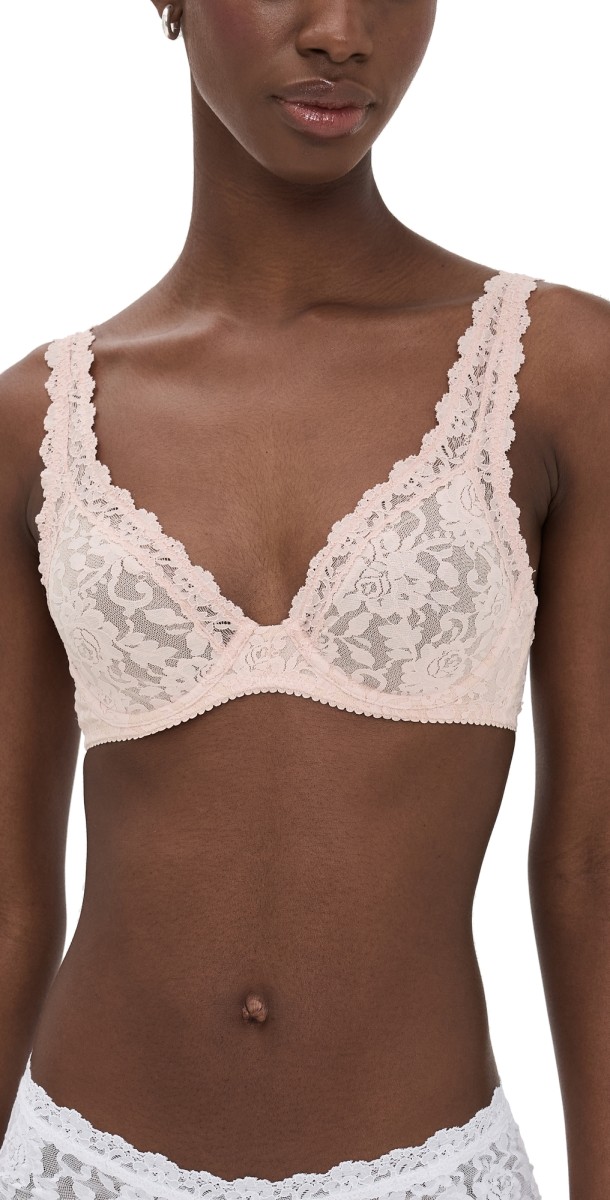 Hanky Panky High Apex Unlined Signature Lace Bra Blushing Rose