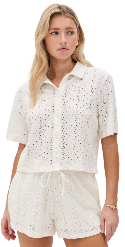 Z Supply Madrid Eyelet Top White